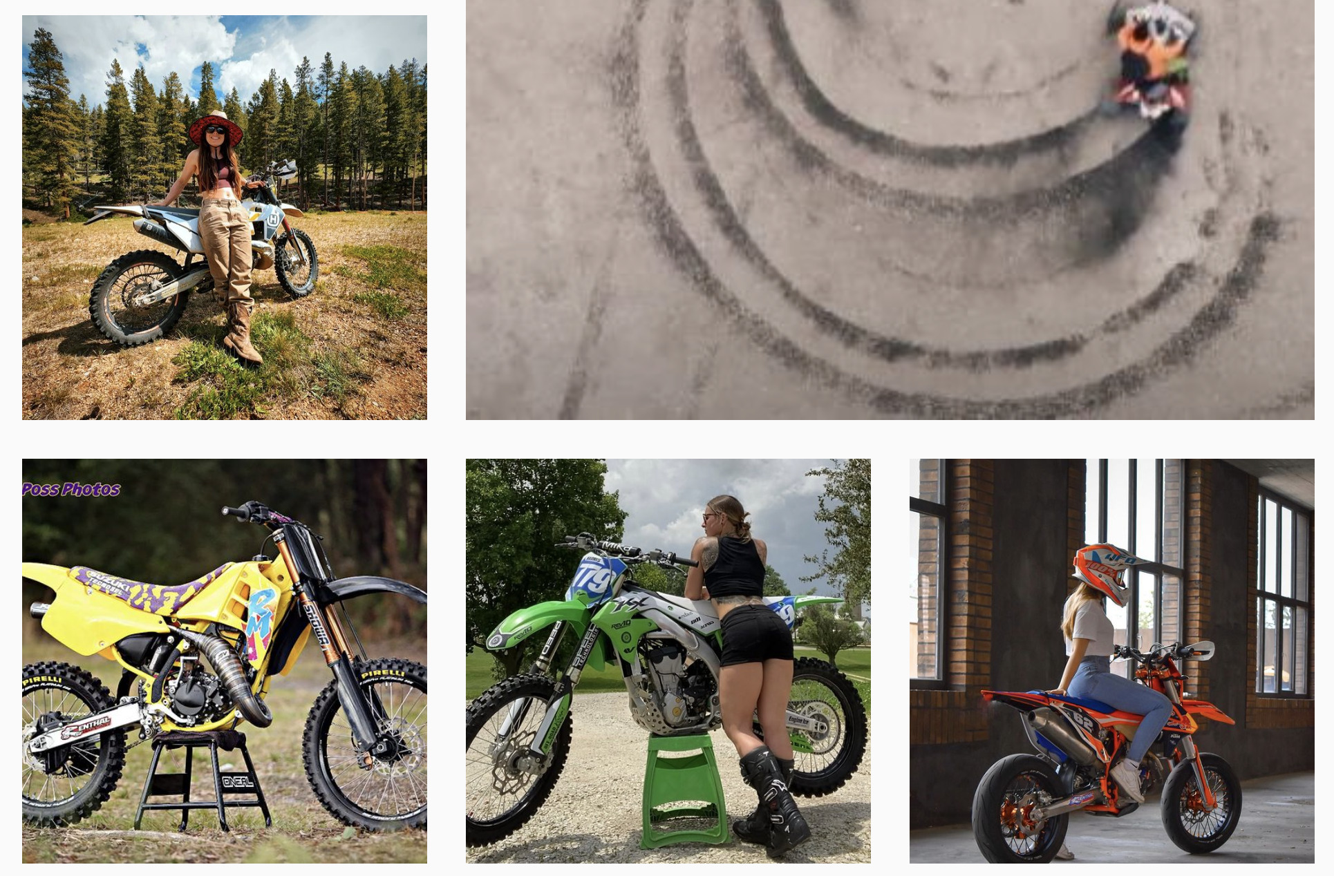 Recherche de motos hors route sur Instagram