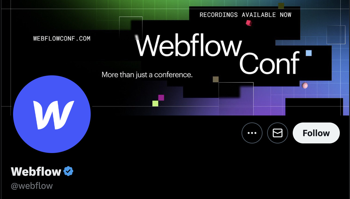 Banner de anuncio de conferencia de Webflow