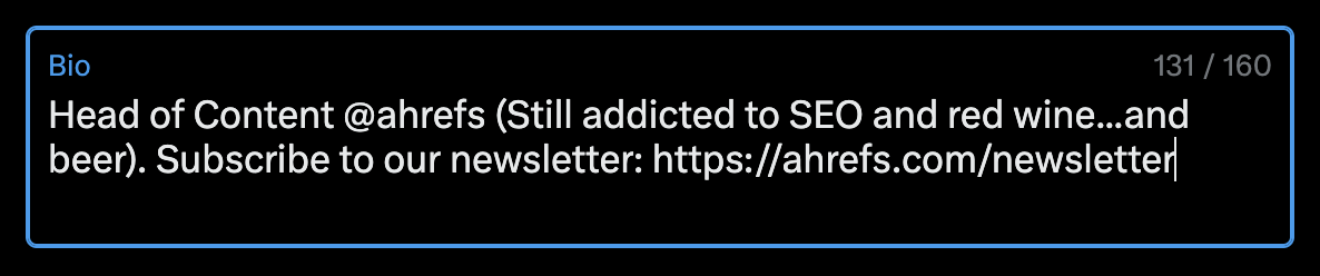 Twitter のプロフィールへのリンクの追加