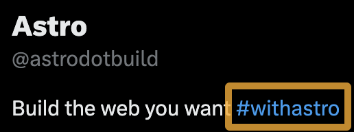 Astro ссылается на фирменный хэштег в своей биографии.