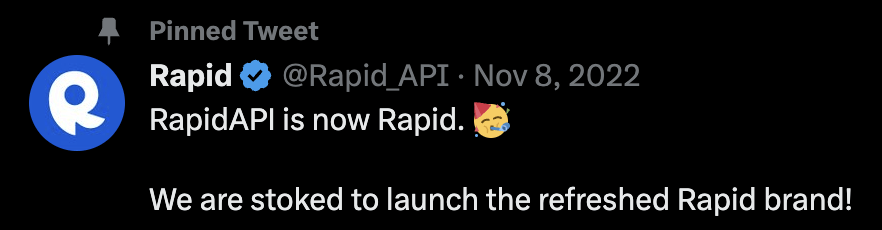 Rapidの固定ツイートがブランド変更を発表