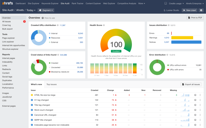 Site Audit di Ahrefs