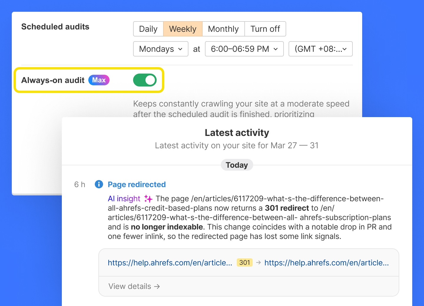 Site Audit with AI recommendations