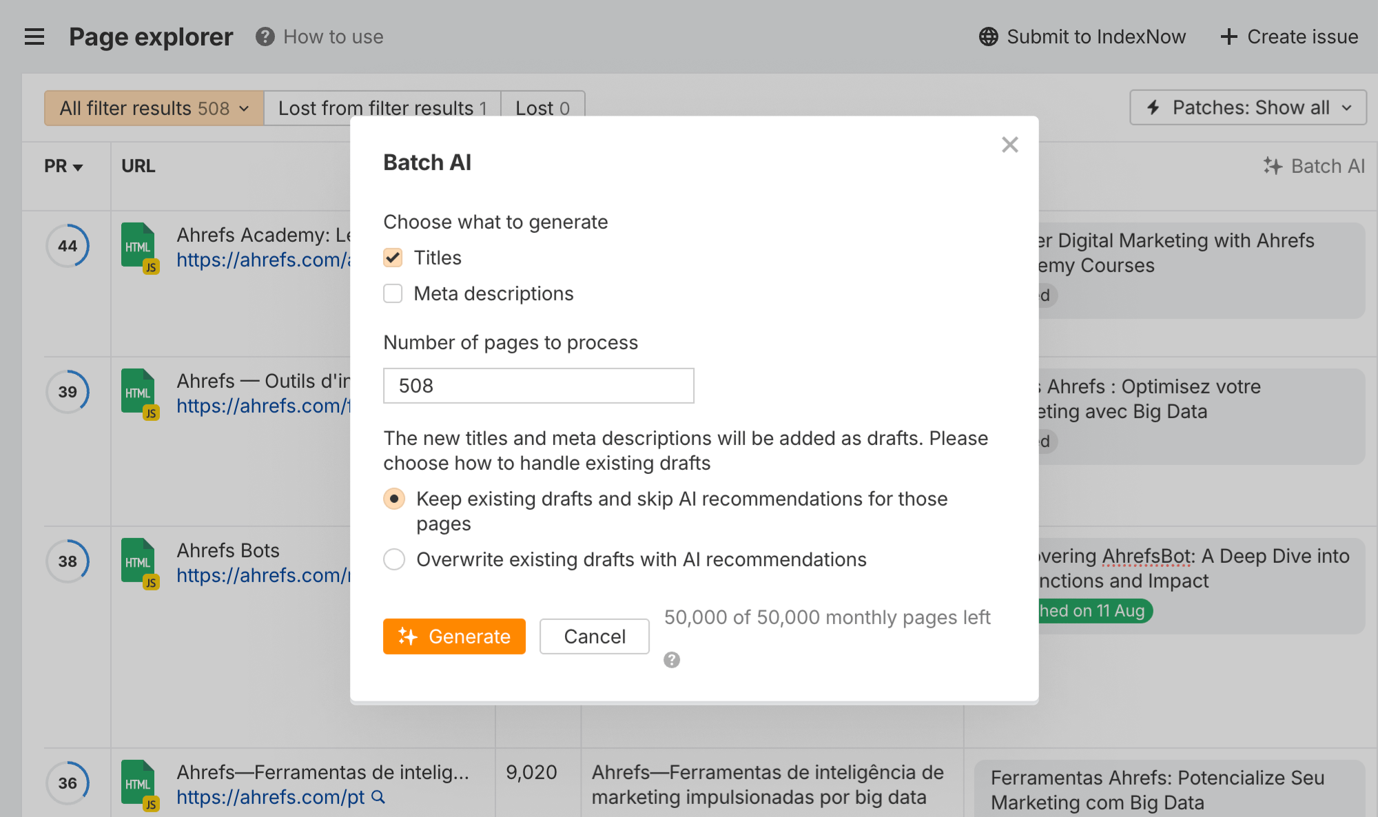 Interfaccia Batch AI
