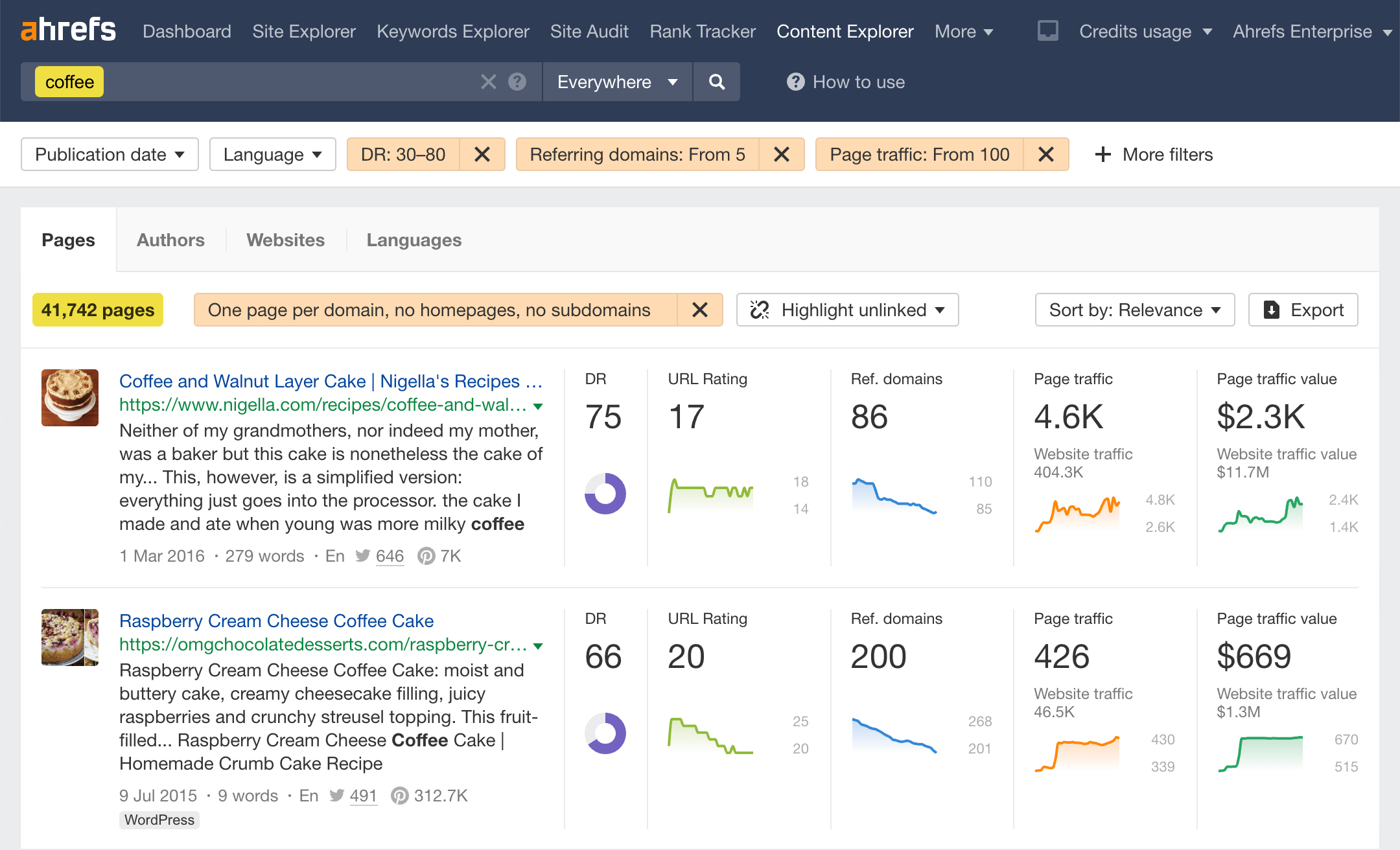 Captura de tela do Content Explorer