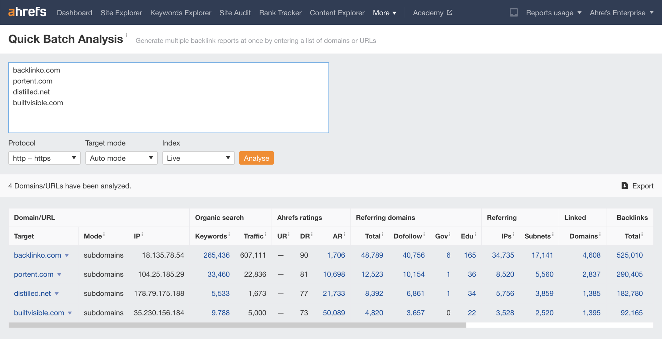 Batch Analysis - overzicht