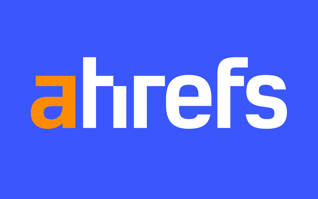 Ahrefs-Logo auf blauem Hintergrund