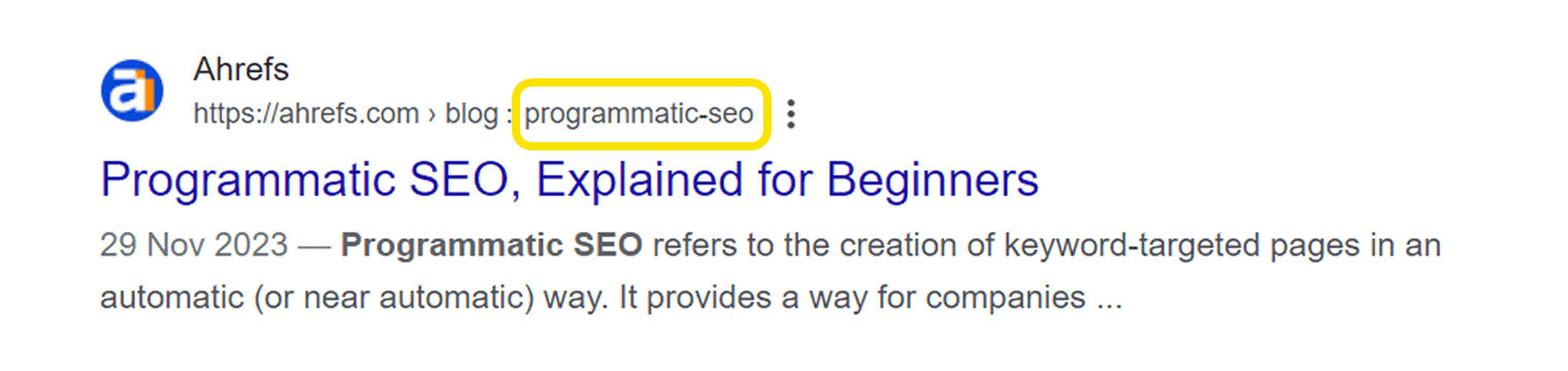 Example of SEO-friendly URL structure in a blog post