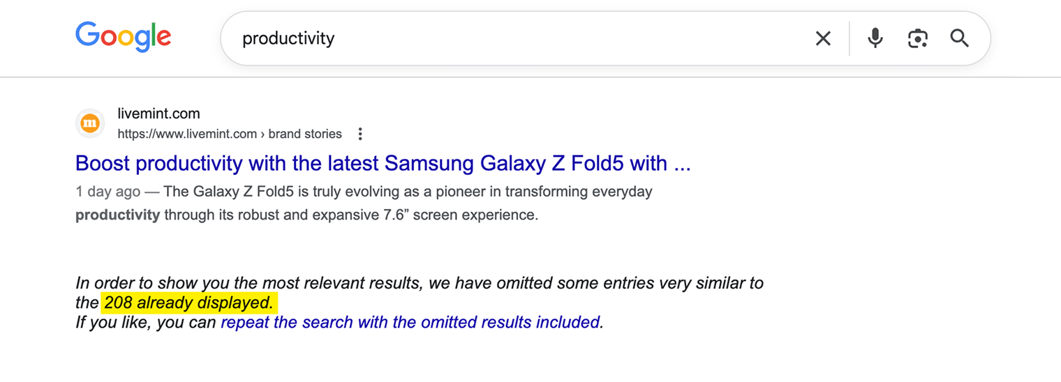 Screenshot of Google search results for finding link prospects