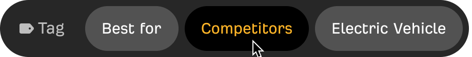 Prompt tags including Best for, Competitors, and Electric Vehicle