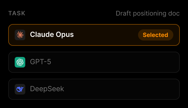 Model picker showing Claude Sonnet selected, with Gemini Pro and GPT-5 listed.