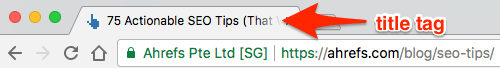 title tag in browser tab