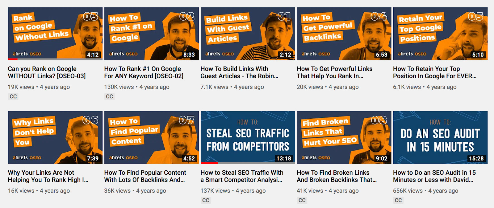 ahrefs oldest videos