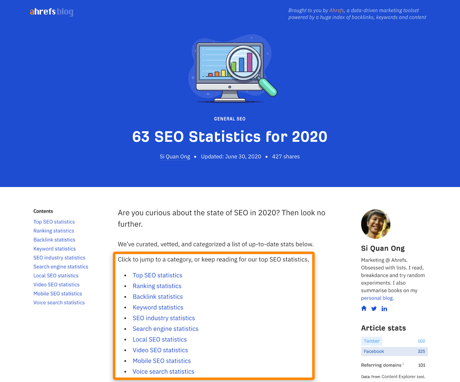 20 seo statistics page grouping