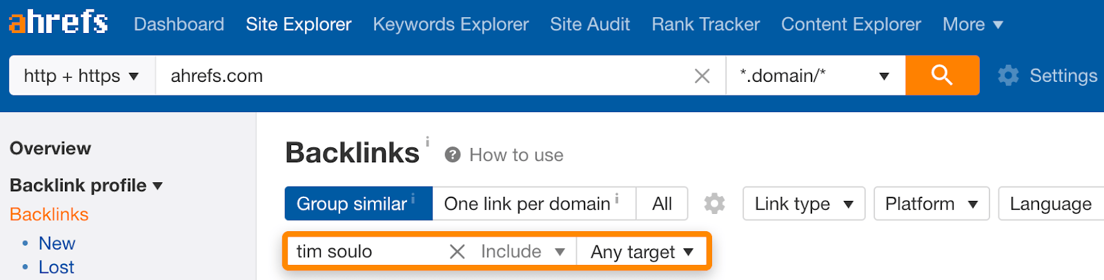 2 site explorer include box