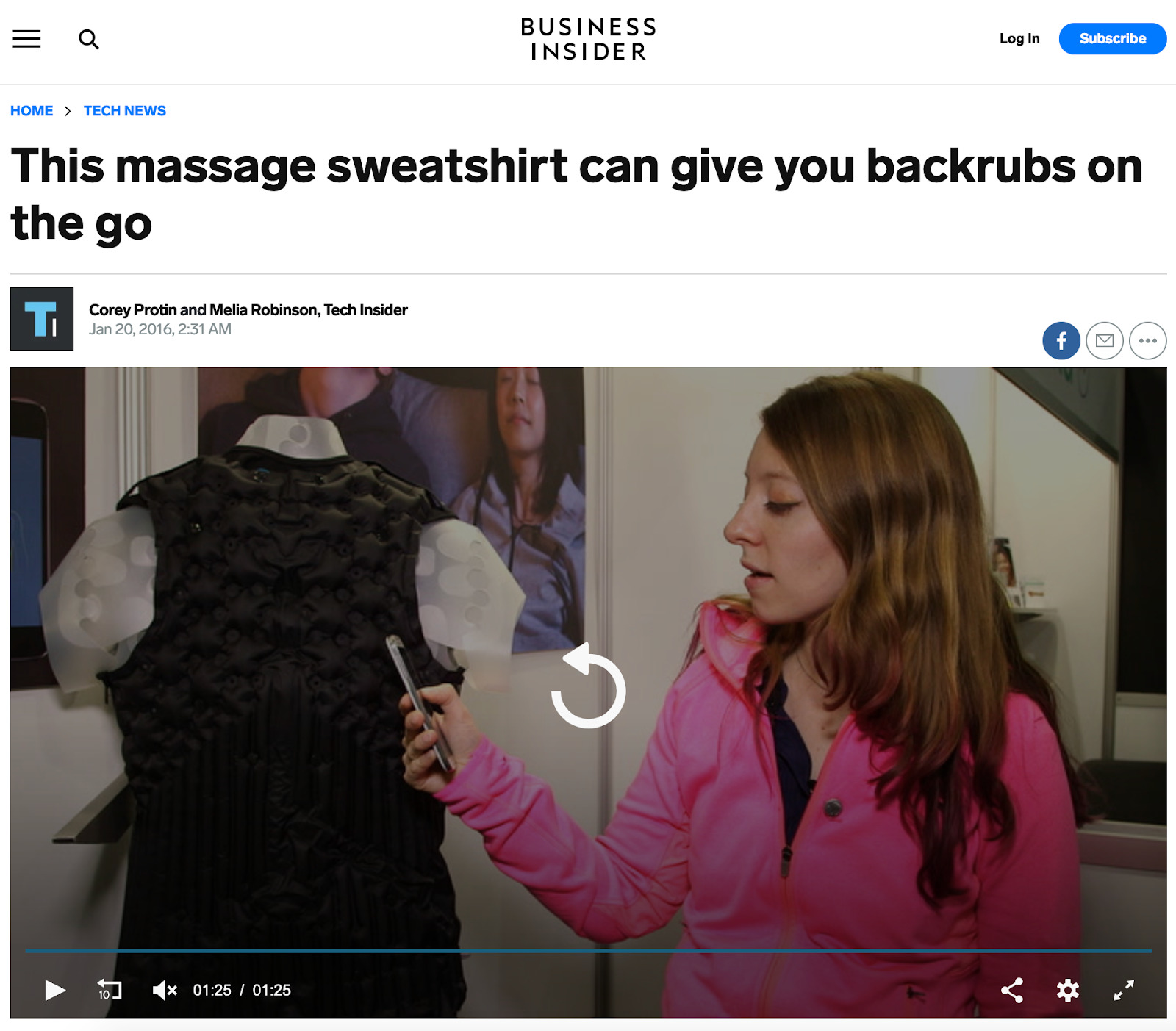 TWare massage sweatshirt gives backrubs Business Insider