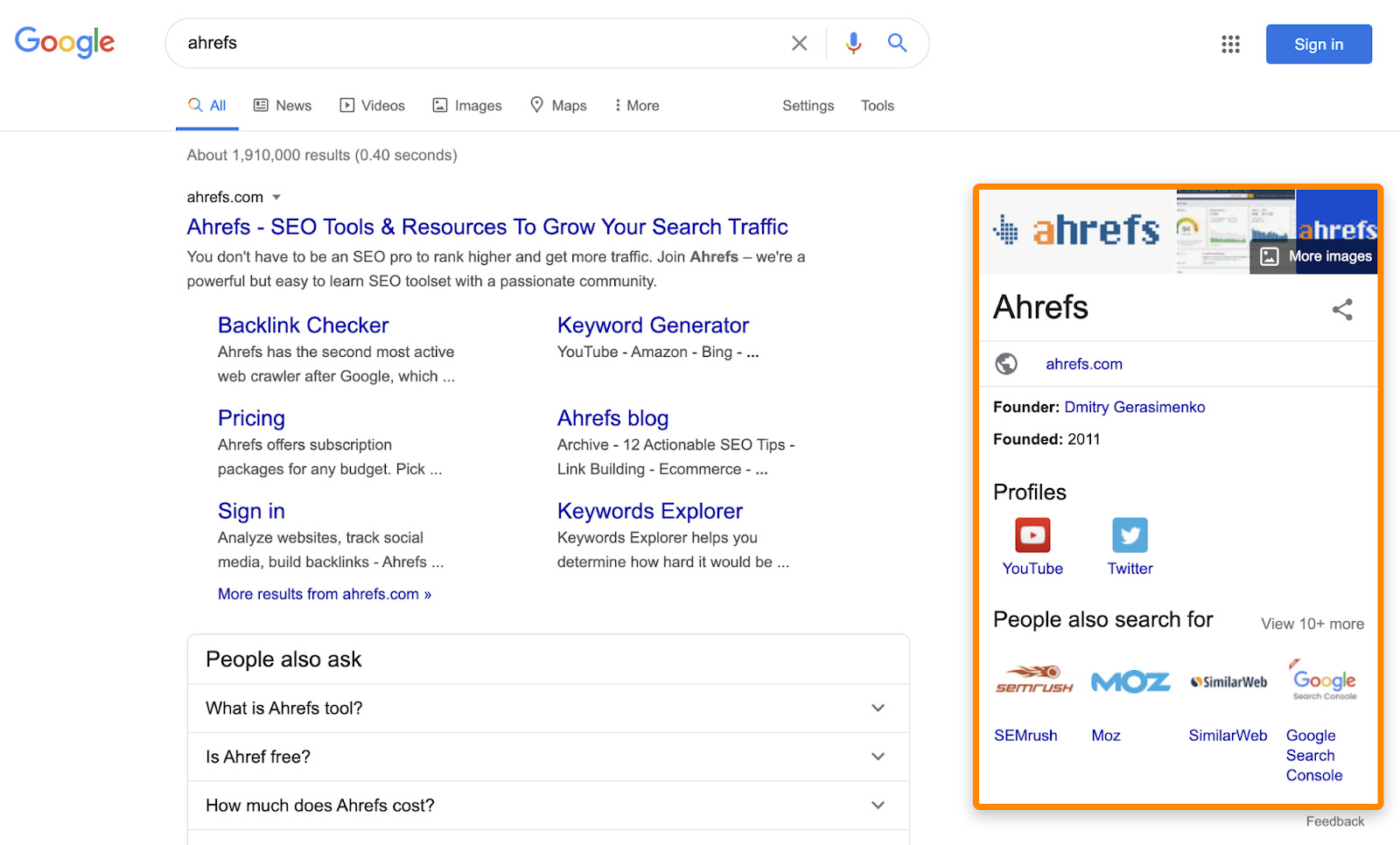 20 knowledge panel