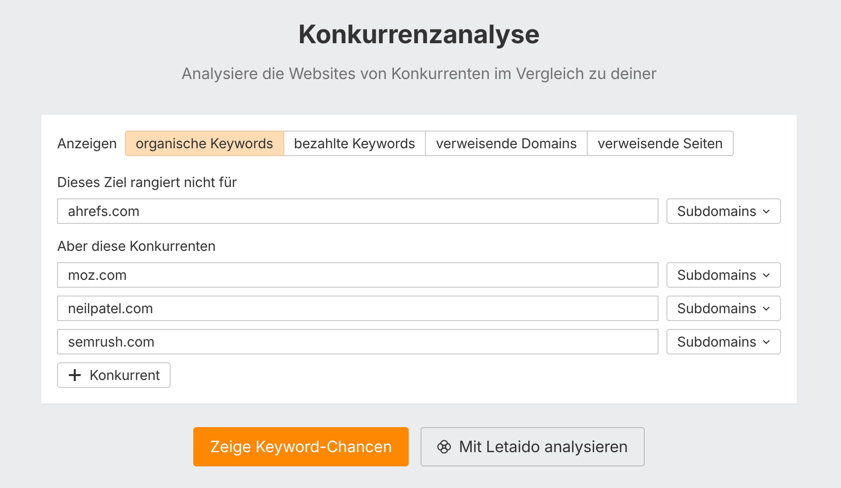 Content Gap report in Ahrefs' Site Explorer