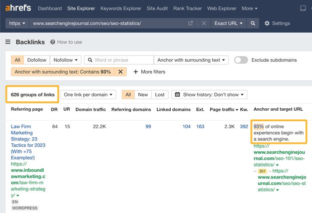 Screenshot aus dem Ahrefs Site Explorer