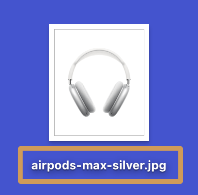 Nombre del archivo de imagen de un par de AirPods