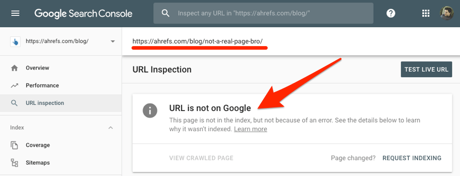 page is not on google search console