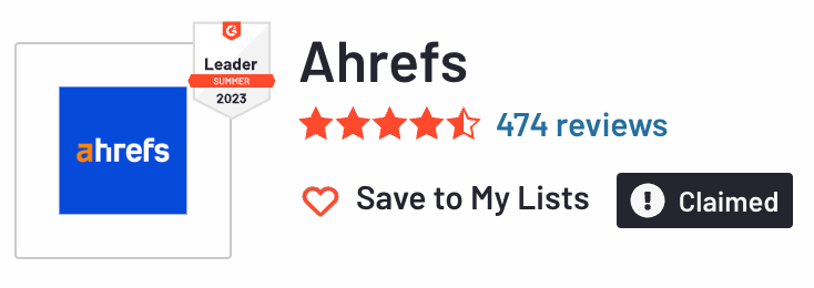 Ejemplo de reseñas de Ahrefs.