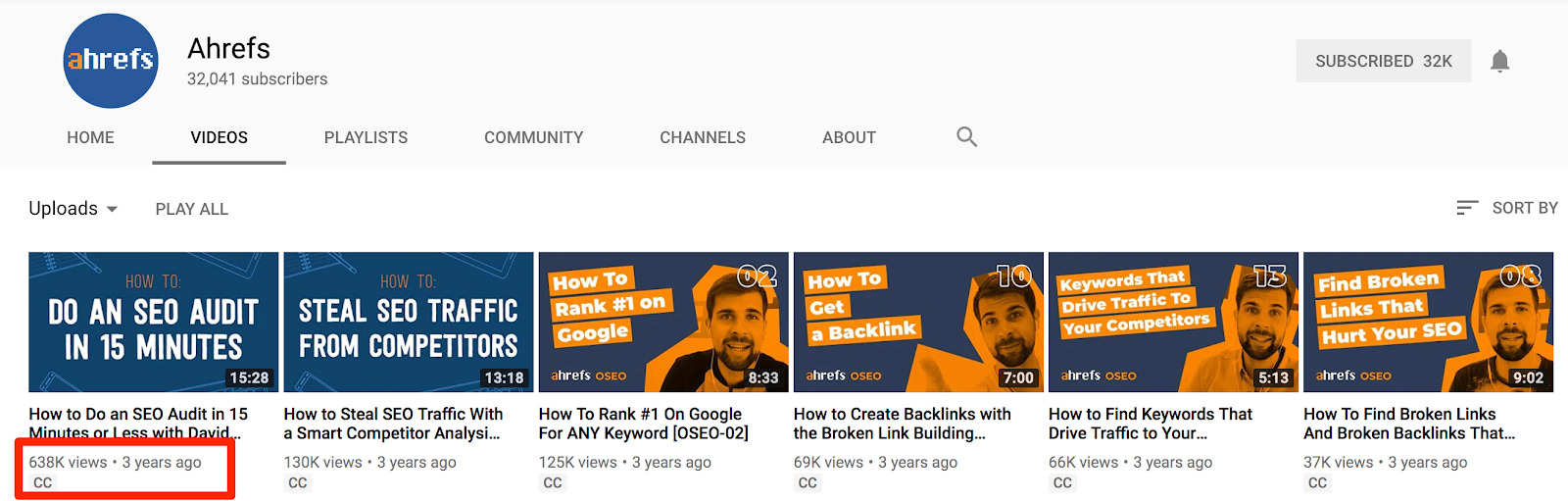 Ahrefs YouTube 1