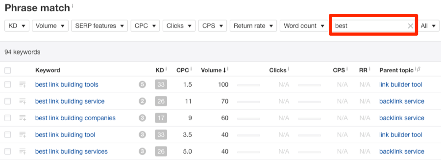 best link building keywords explorer