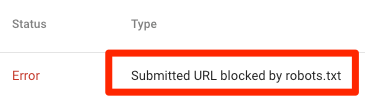 submitted url blocked by robots 1