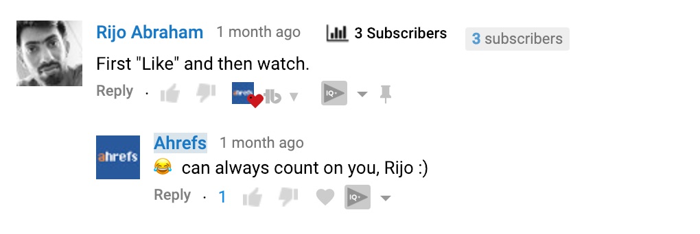 youtube comment from fan