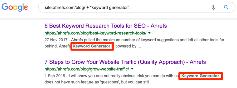 site search google keyword generator