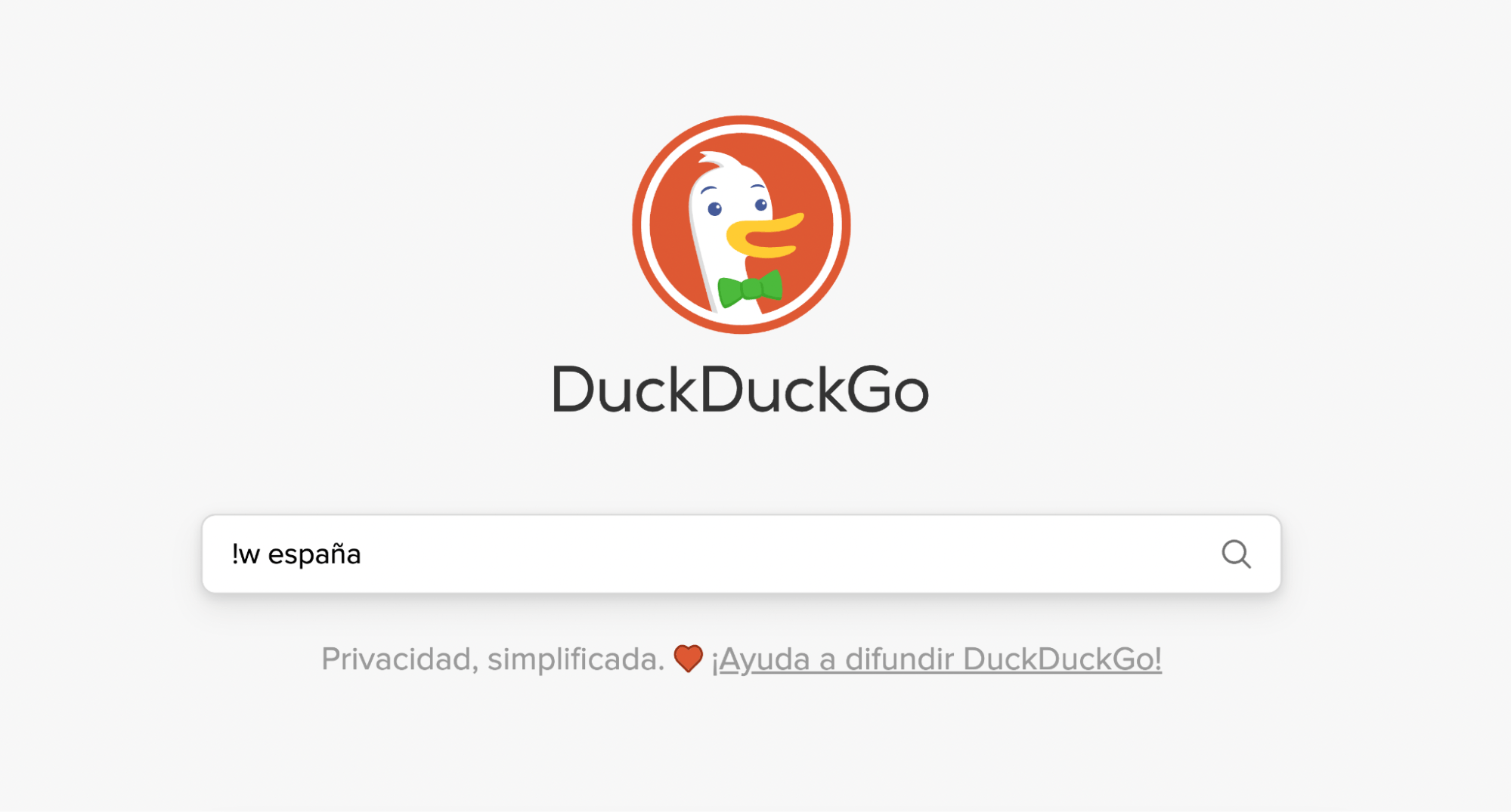 Función bangs de Duck Duck Go aplicado a España