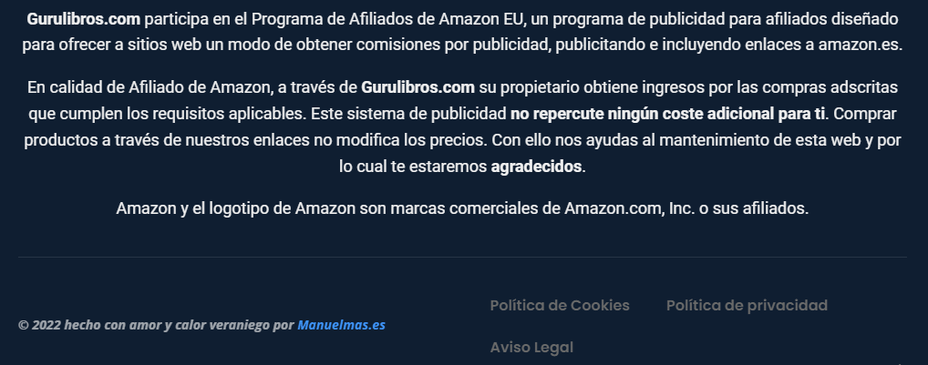 Ejemplo de texto de aviso de "enlaces de afiliados"