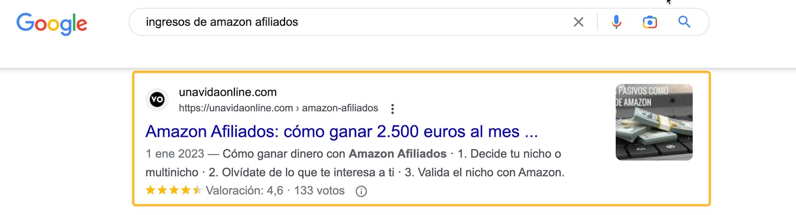 Resultados SERP de la búsqueda 