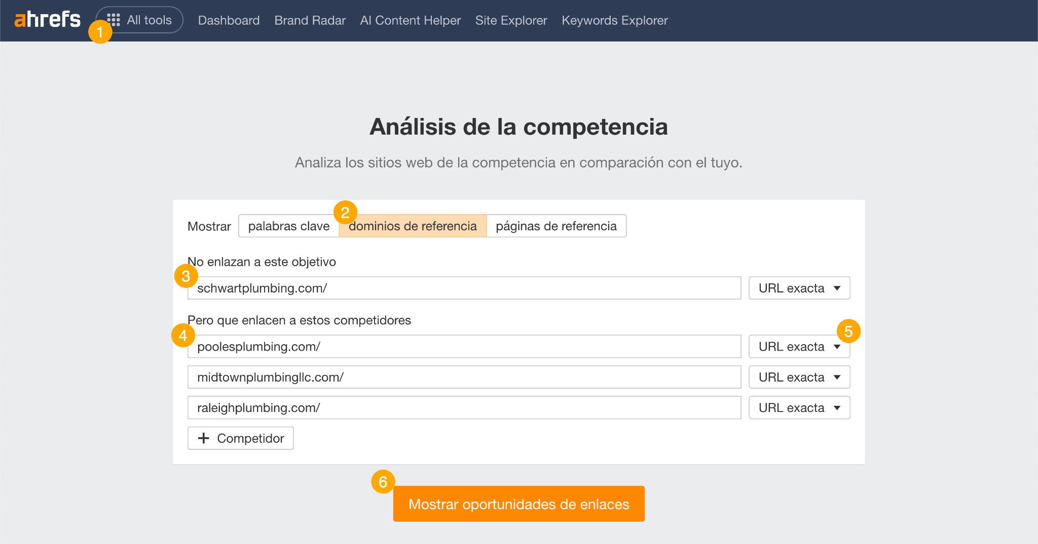 Análisis de la competencia de Ahrefs.
