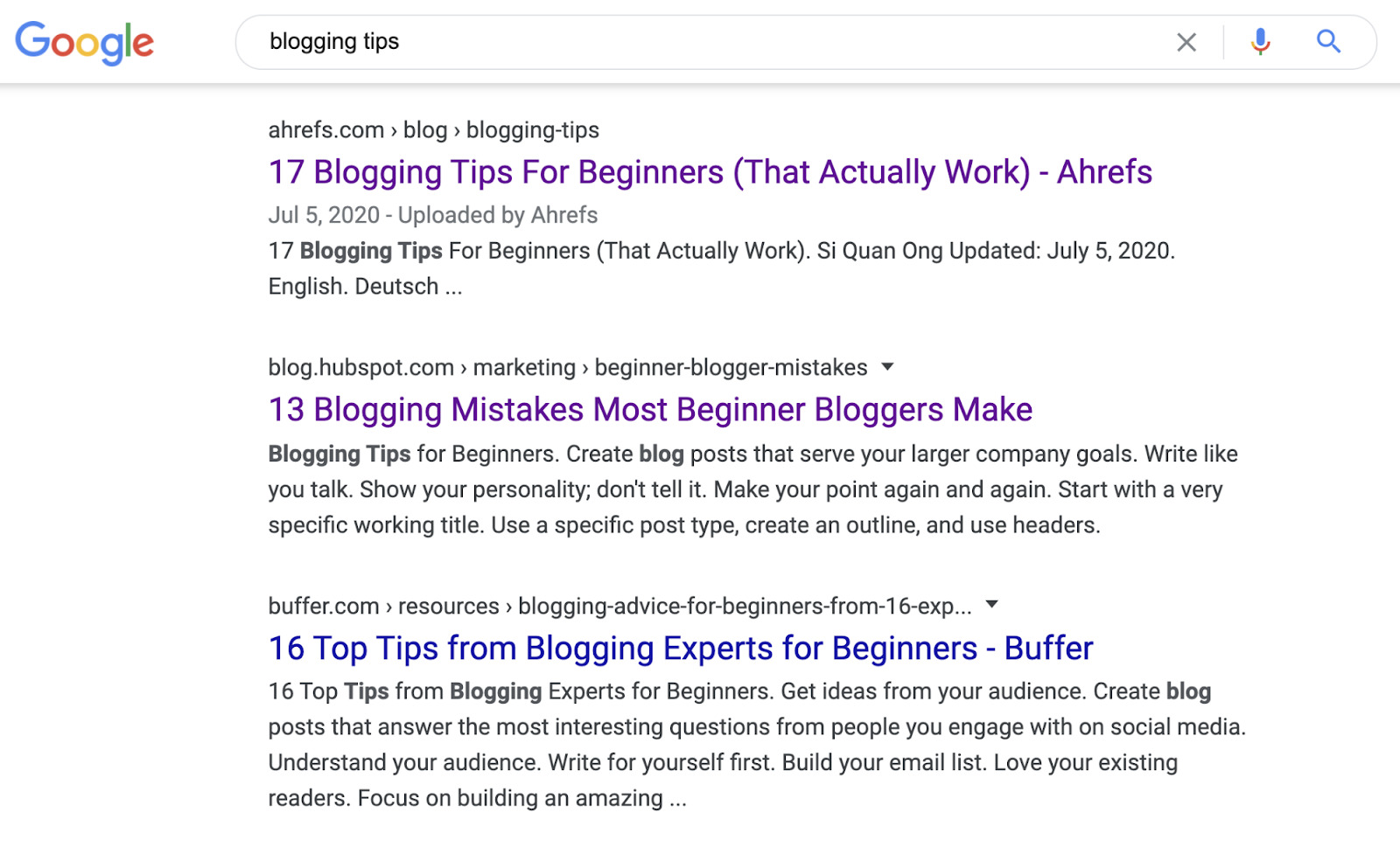 13 blogging tips serps