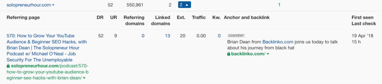 Resultados de Link Intersect.