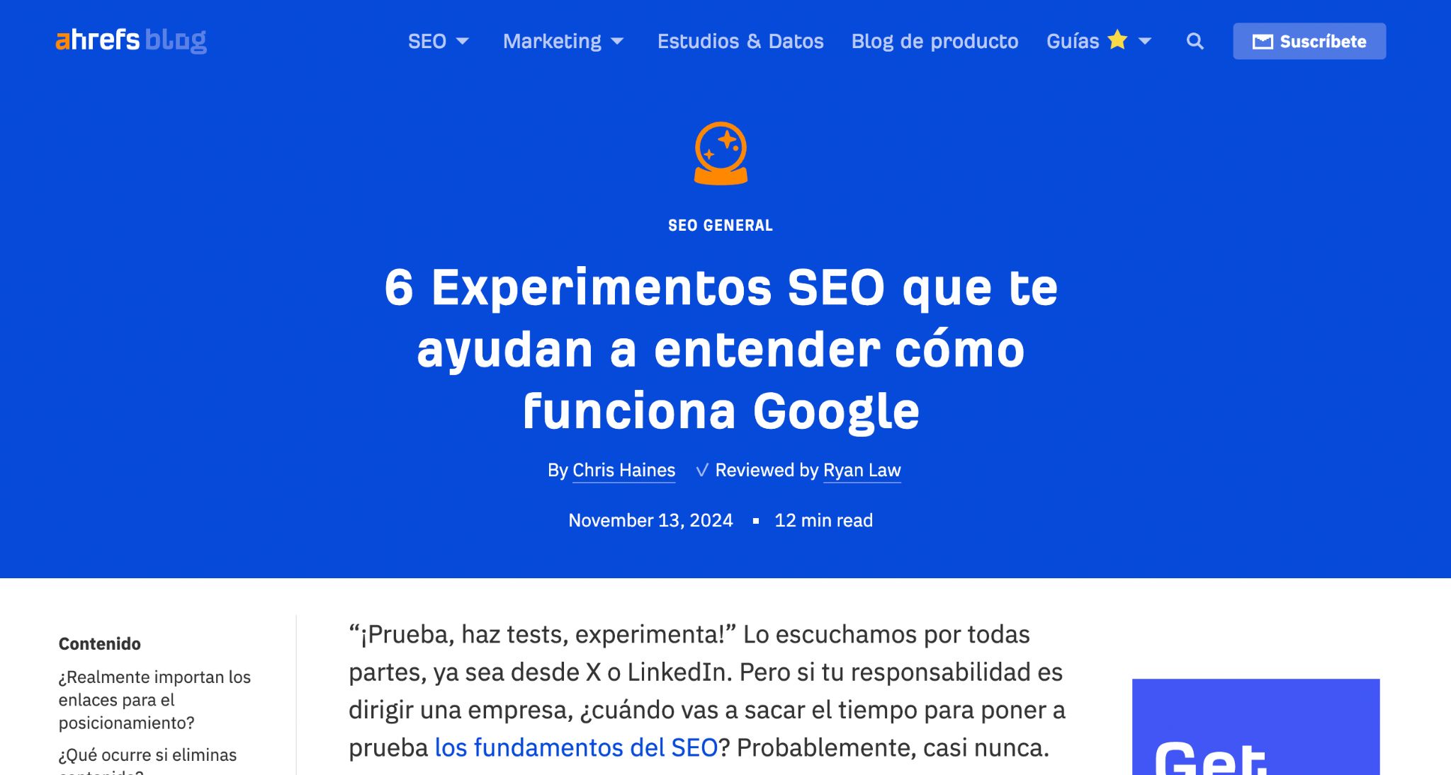 Artículo del blog de Ahrefs.