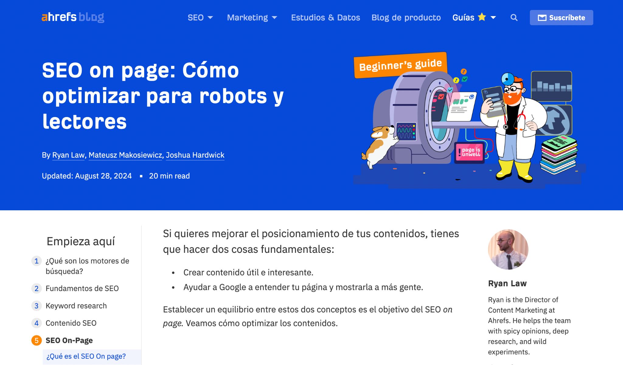 Ejemplo de artículo de blog de Ahrefs.