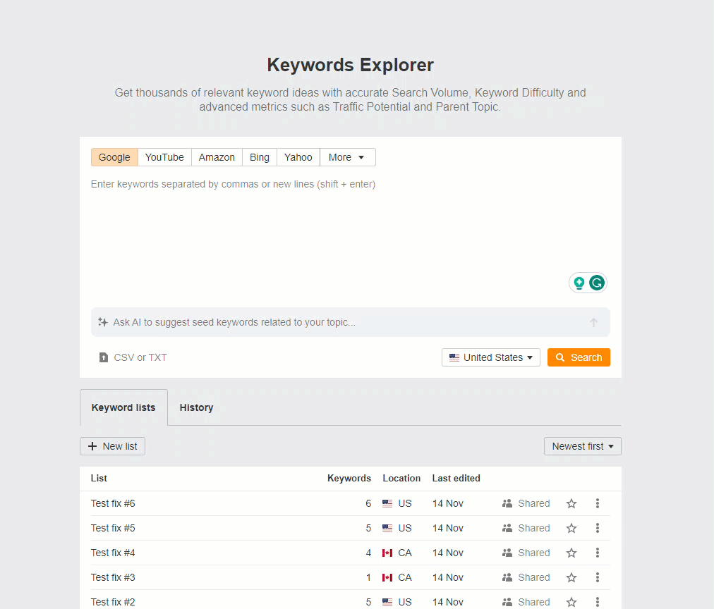 Keywords Explorer de Ahrefs.