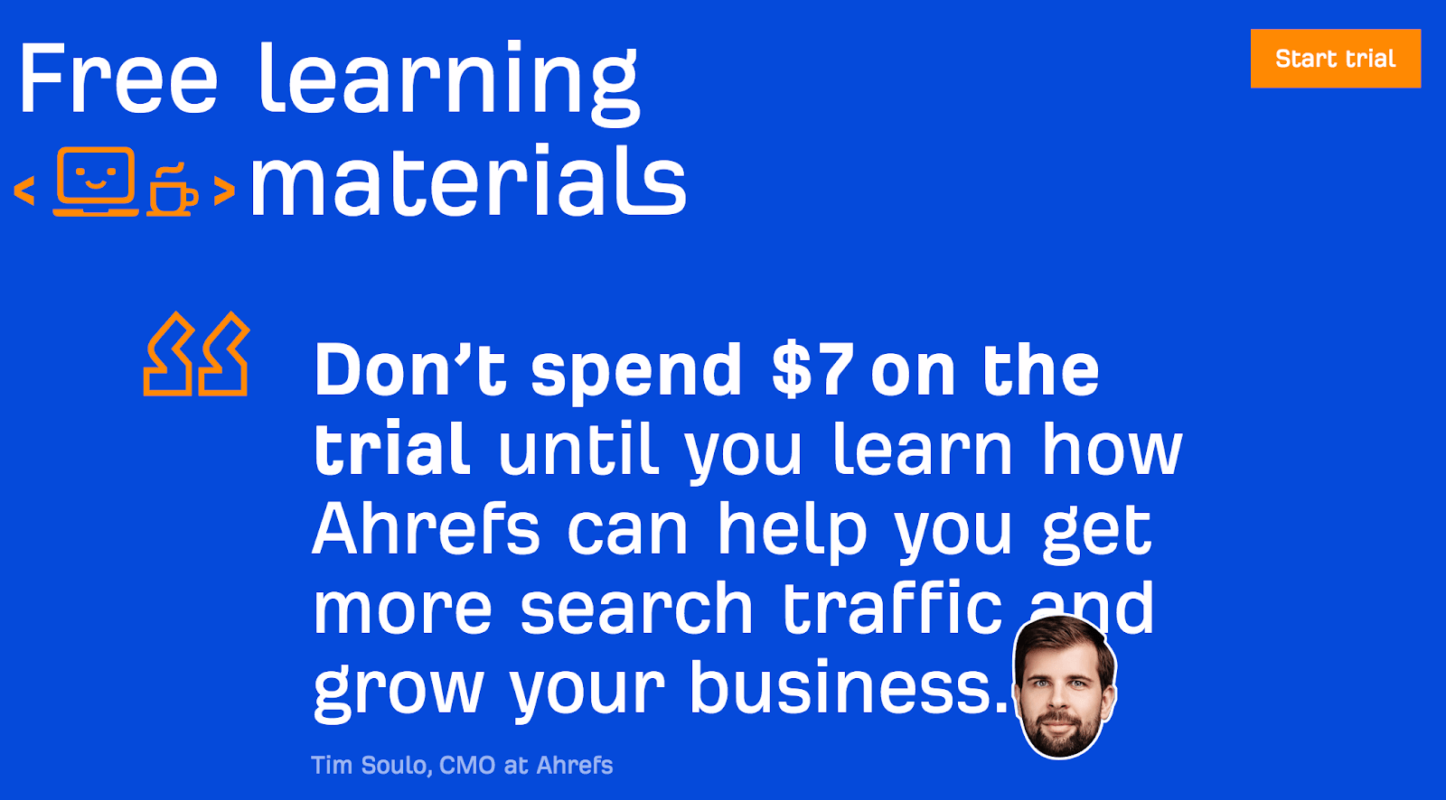 ahrefs homepage tim quote 1