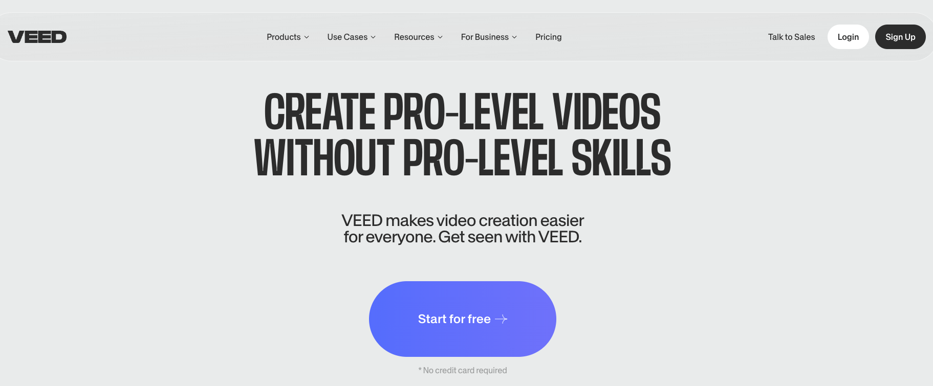 Captura de pantalla de la web de Veed.io