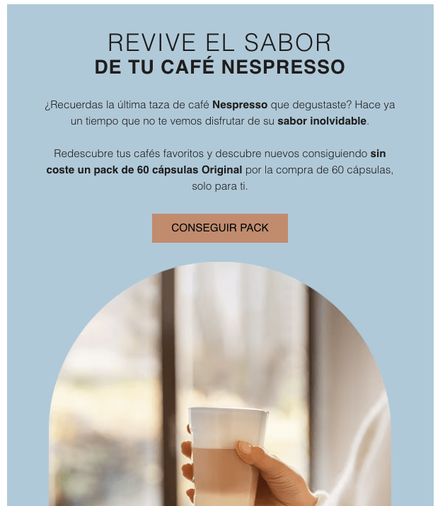 Captura de pantalla de email de Nespresso