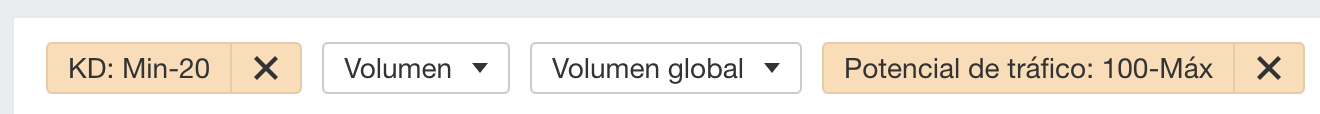 Filtros en el explorador de palabras clave de Ahrefs