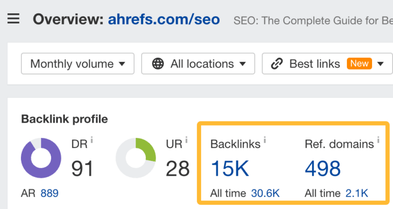 Los backlinks que van a nuestra guía para principiantes de SEO.