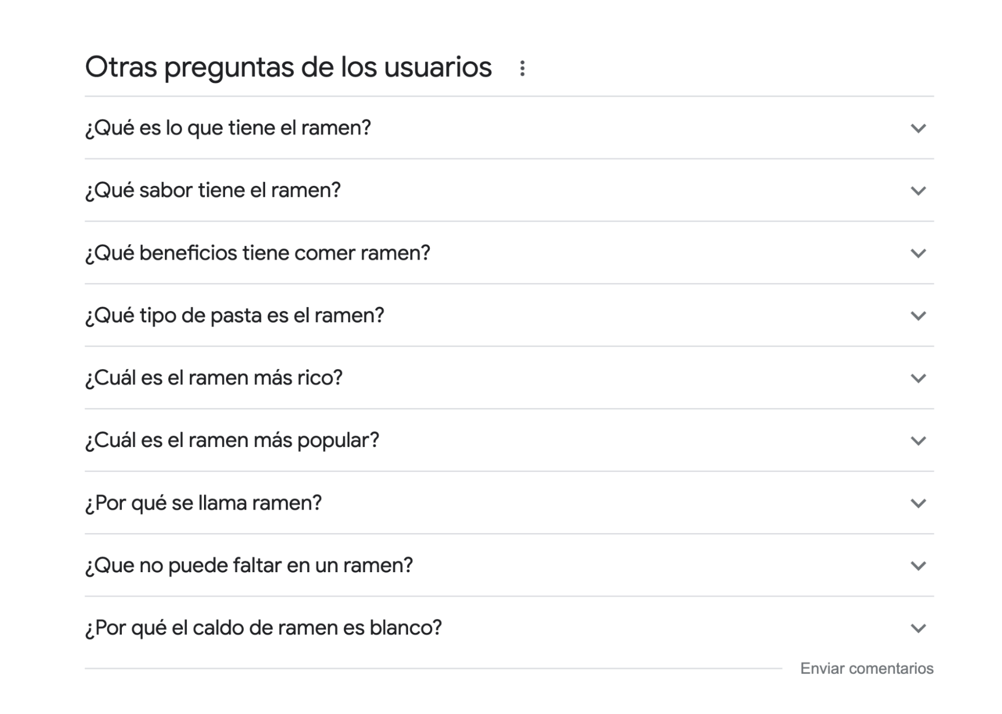Ampliación de la sección 'Otras preguntas de los usuarios' en Google.