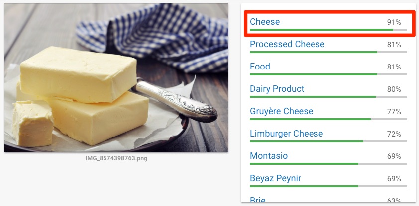 Alt: Google comete un error diciendo que en la imagen hay un queso, cuando realmente es mantequilla.