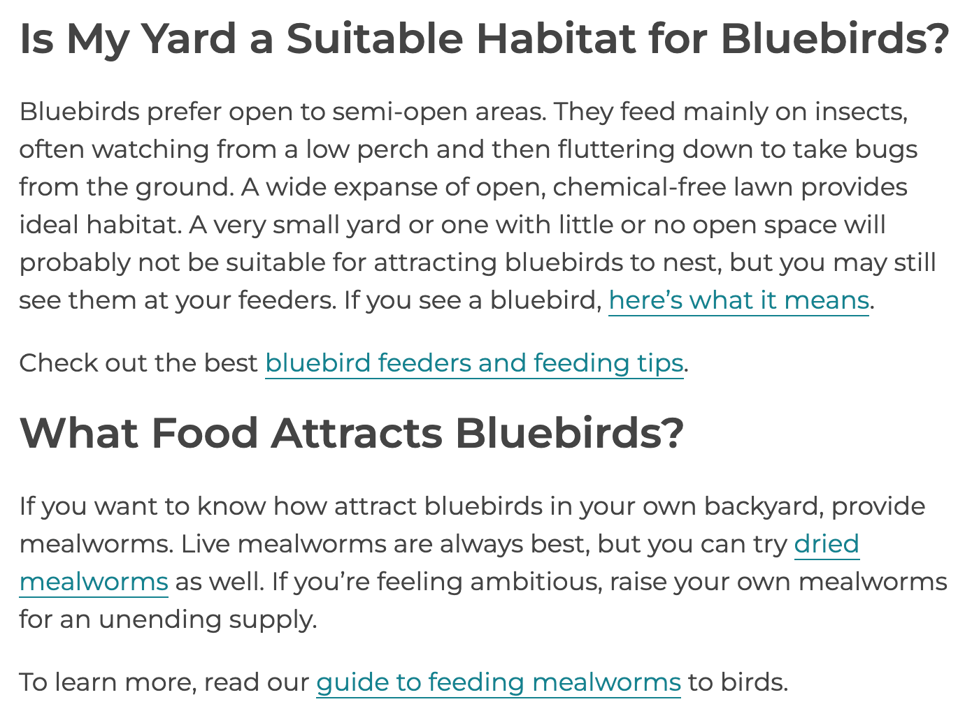 FAQs en un post de blog de Birds & Blooms