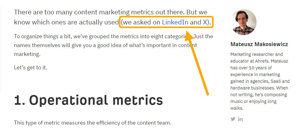 Externalización de la credibilidad en un post entrevistando a expertos.