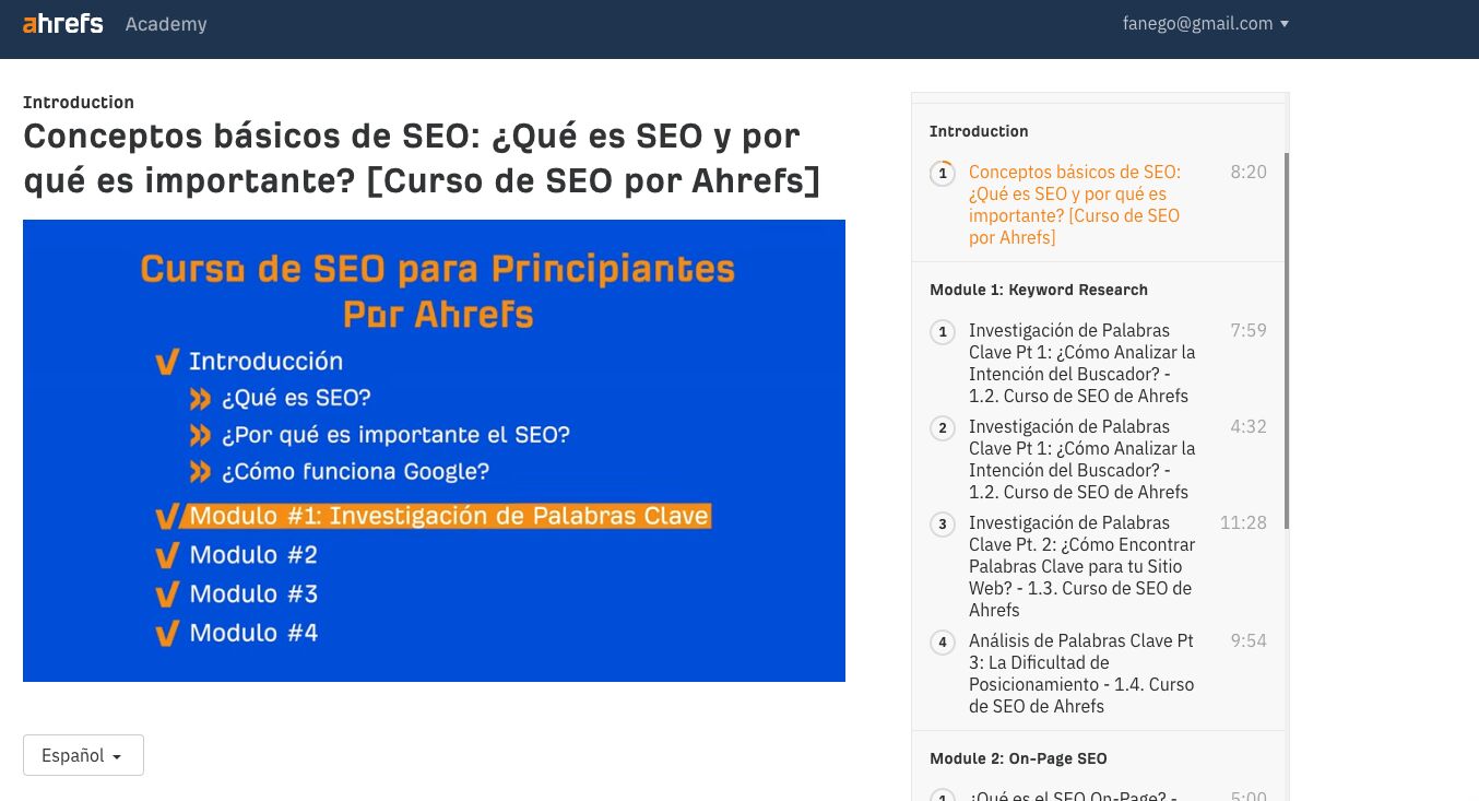 Curso de SEO para principiantes, de Ahrefs